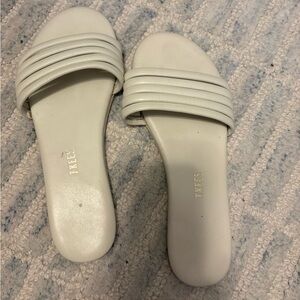 TKEES Women's Cream Slide Sandals